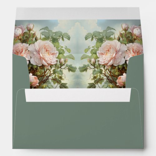 Elegant Sage Green French Garden Wedding Flowers Envelope