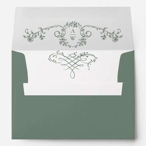 Elegant Sage Green French Garden Wedding Flowers Envelope