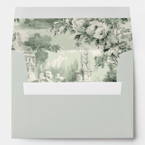 Elegant Sage Green French Garden Wedding Flowers Envelope