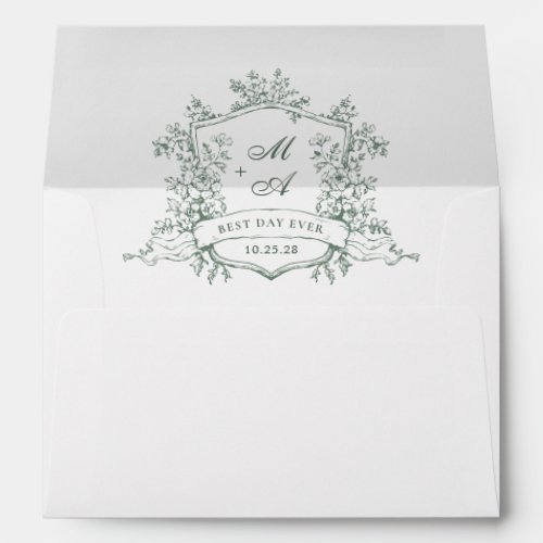 Elegant Sage Green French Toile Wedding Flowers Envelope