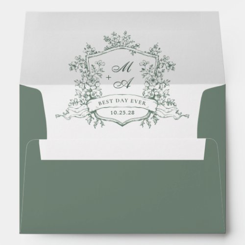 Elegant Sage Green French Toile Wedding Flowers Envelope