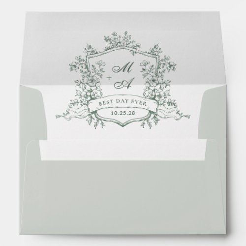 Elegant Sage Green French Toile Wedding Flowers Envelope