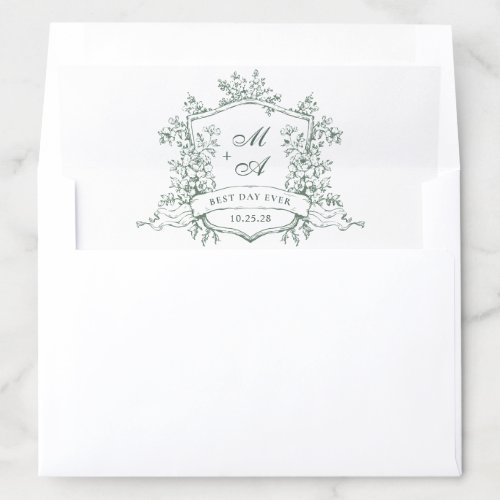 Elegant Sage Green French Toile Wedding Flowers Envelope Liner