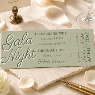 Elegant Sage Green Gala Night Event Raffle Tickets