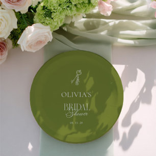 Elegant Sage Green Garden Bridal Shower Paper Plates