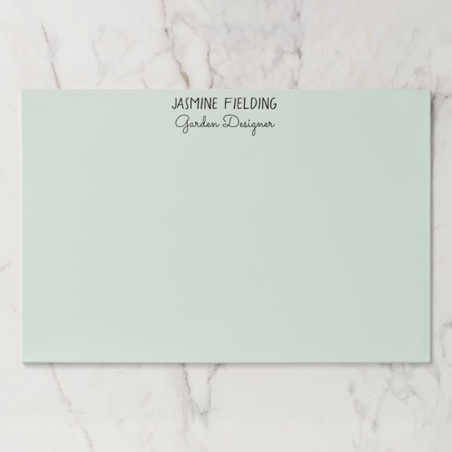 Elegant Sage Green Garden Designer Personalized Paper Pad (Front)