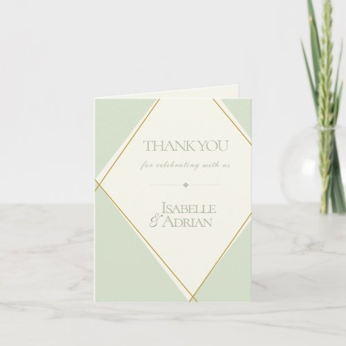Elegant Sage Green Geometric Wedding Thank You Card