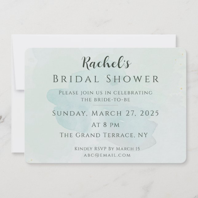 Elegant Sage Green Gold Bridal Shower Invitation (Front)