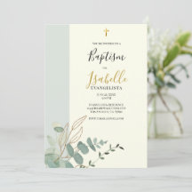Elegant Sage Green Gold Eucalyptus Baptism        