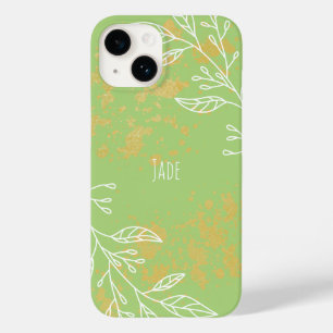 Elegant Sage Green Gold Floral Case-Mate iPhone 14 Case