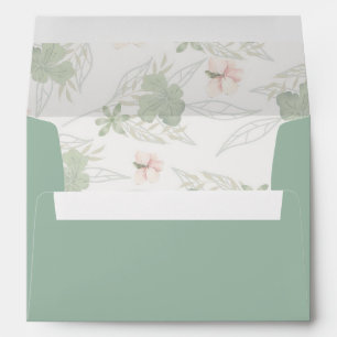 Elegant Sage Green & Gold Floral Wedding Envelope