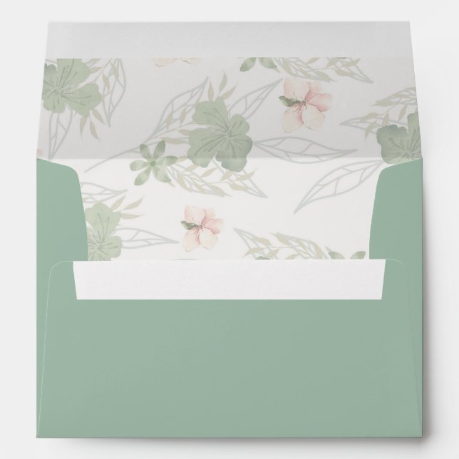 Elegant Sage Green & Gold Floral Wedding  Envelope (Back (Bottom))