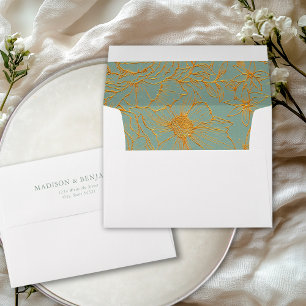 Elegant Sage Green Gold Garden Wedding Address Envelope