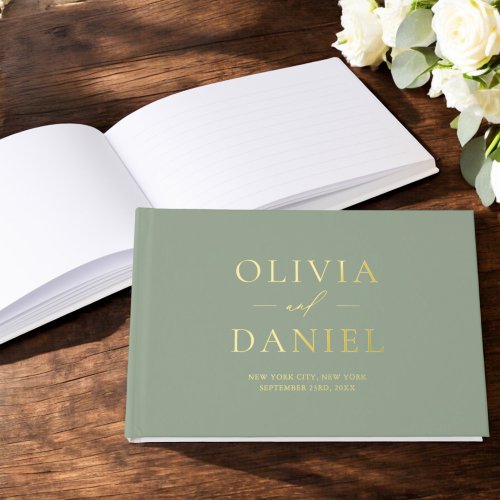 Elegant Sage Green Gold Modern Minimalist