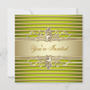 Elegant Sage Green Gold Party Invitations