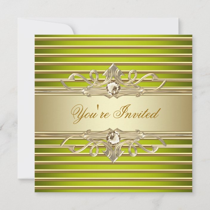 Elegant Sage Green Gold Party Invitations