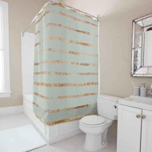 Elegant Sage Green Gold  Shower Curtain