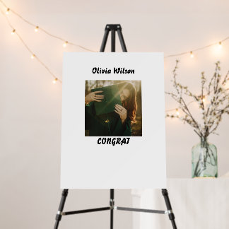 Elegant Sage Green Graduation Photo Guest Book Foam Board
