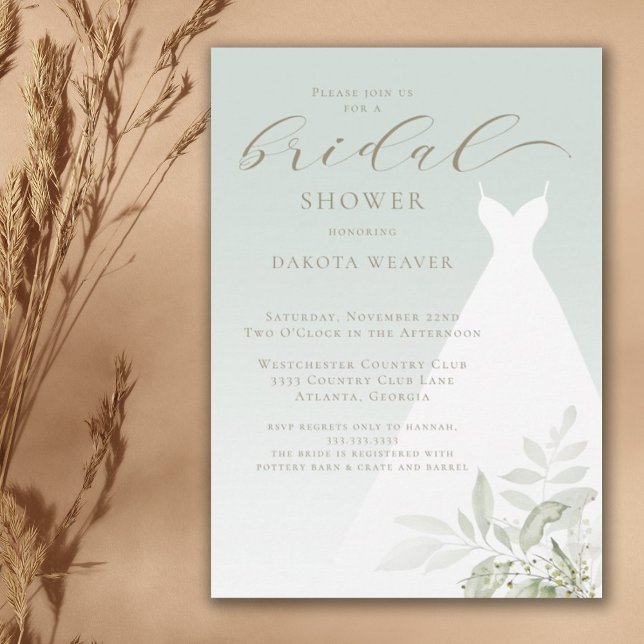 Elegant Sage Green Greenery Bridal Shower Invitation (Creator Uploaded)