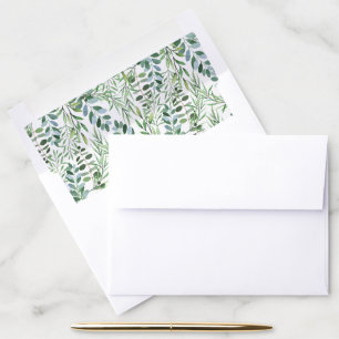 Elegant Sage Green Greenery Eucalyptus Envelope Liner