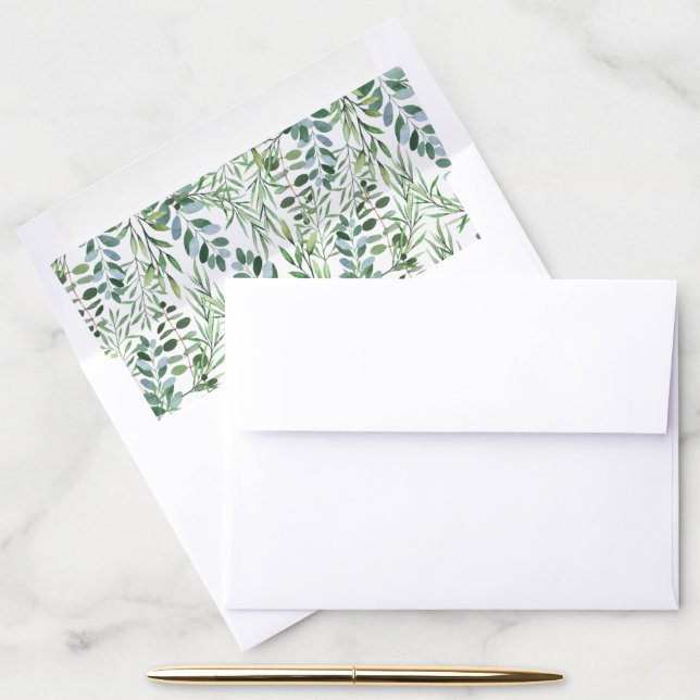 Elegant Sage Green Greenery Eucalyptus Envelope Liner (Desk)