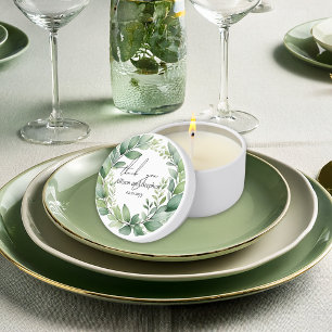 Elegant Sage Green Greenery Wedding Thank You Mini Candle Favors