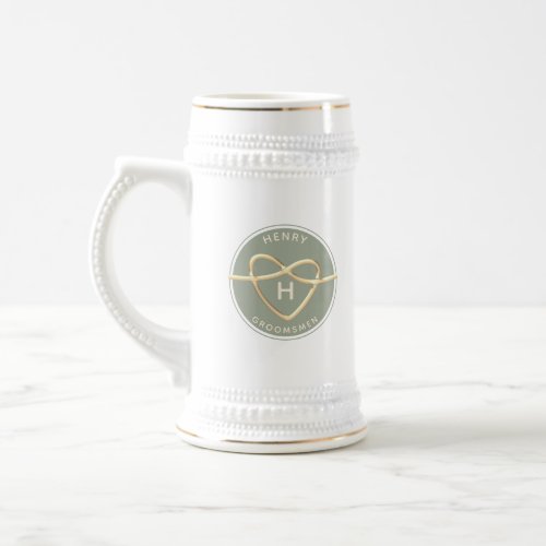 Elegant Sage Green Groomsmen Beer Stein