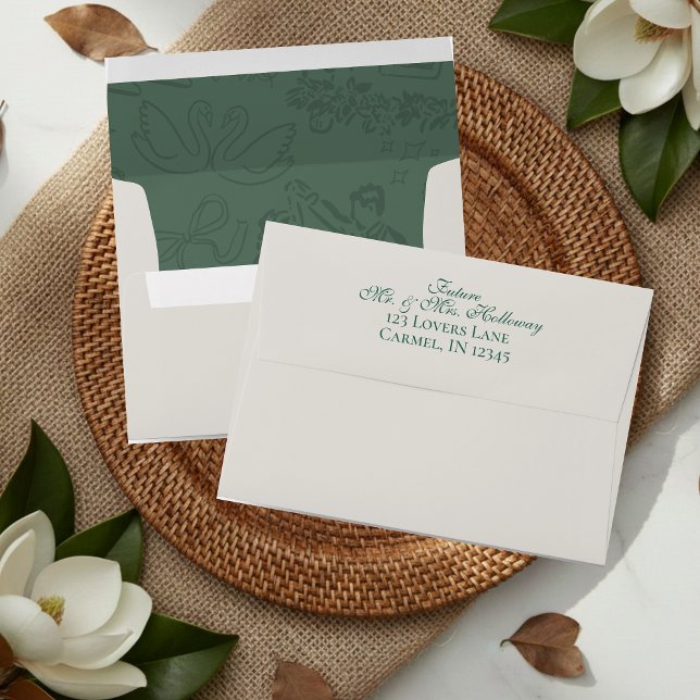 Elegant Sage Green Hand Drawn Wedding Envelope (Elegant Sage Green Hand Drawn Wedding Envelope)