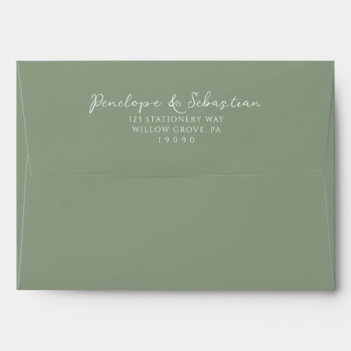 Elegant Sage Green Handwritten Calligraphy Wedding Envelope