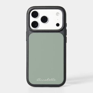 Elegant Sage Green Handwritten Script Name Custom iPhone 17 Pro Case