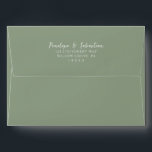 Elegant Sage Green Handwritten Script Wedding Envelope<br><div class="desc">A minimalist boho  chic sage wedding envelope. Which features simple light green color . With with white handwritten calligraphy of the bride's and groom first names along with the personalized return address label . And customizable return address info..</div>