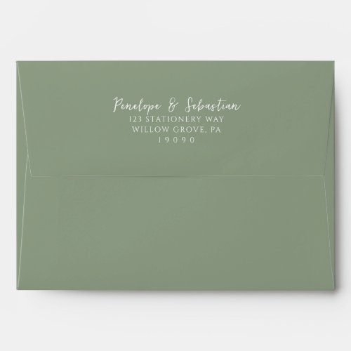 Elegant Sage Green Handwritten Script Wedding Envelope