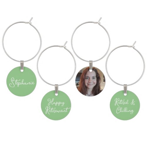 Elegant Sage Green Happy Retirement Party Wine Charm
