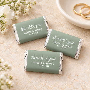 Elegant Sage Green Heart Script Monogram Hershey's Miniatures