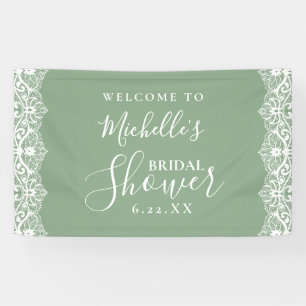 Elegant Sage Green Lace Bridal Shower Banner