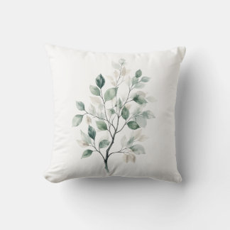 Elegant Sage Green Leaf Cushion Cover