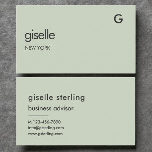Elegant Sage Green Luxury Minimalist Monogram  Business Card