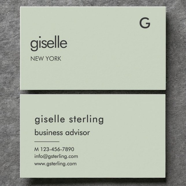 Elegant Sage Green Luxury Minimalist Monogram  Business Card (Creator Uploaded)