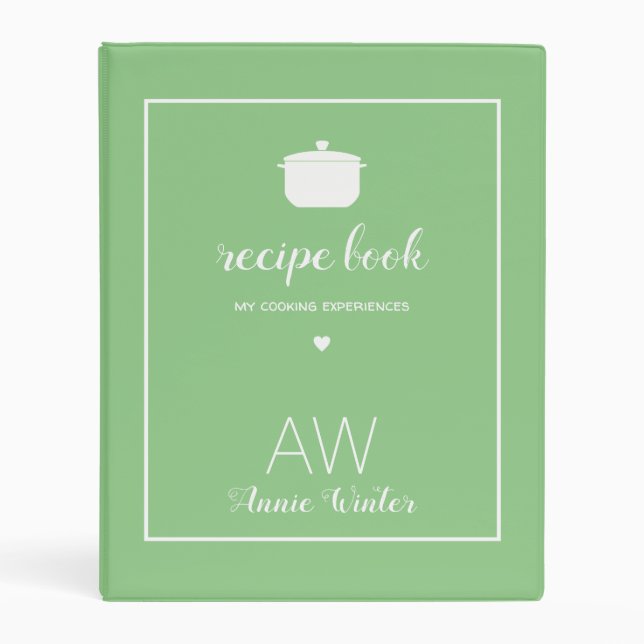 Elegant Sage Green Mini Binder for Mom Recipes (Front)