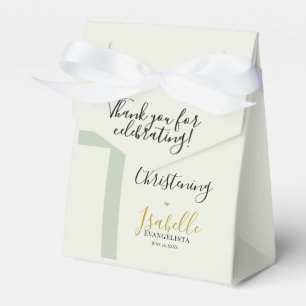Elegant Sage Green Minimal Cross Christening Tent Favor Boxes