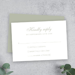 Elegant Sage Green Minimal Wedding RSVP Card