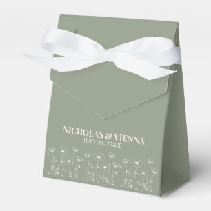 Elegant Sage Green Minimalist Boho Floral Wedding Favor Boxes
