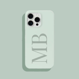 Elegant Sage Green Minimalist Initial Monogram iPhone 15 Pro Max Case