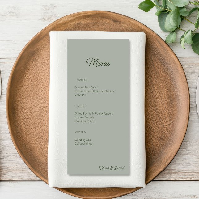 Elegant Sage Green Minimalist  Menu (Creator Uploaded)