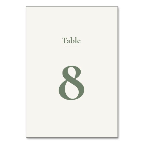 Elegant Sage Green Minimalist Modern Seating Table Number