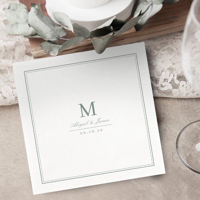 Elegant sage green minimalist monogram napkins (Elegant sage green minimalist monogram napkins)