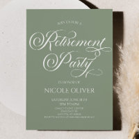 Elegant Sage Green Minimalist Retirement Party