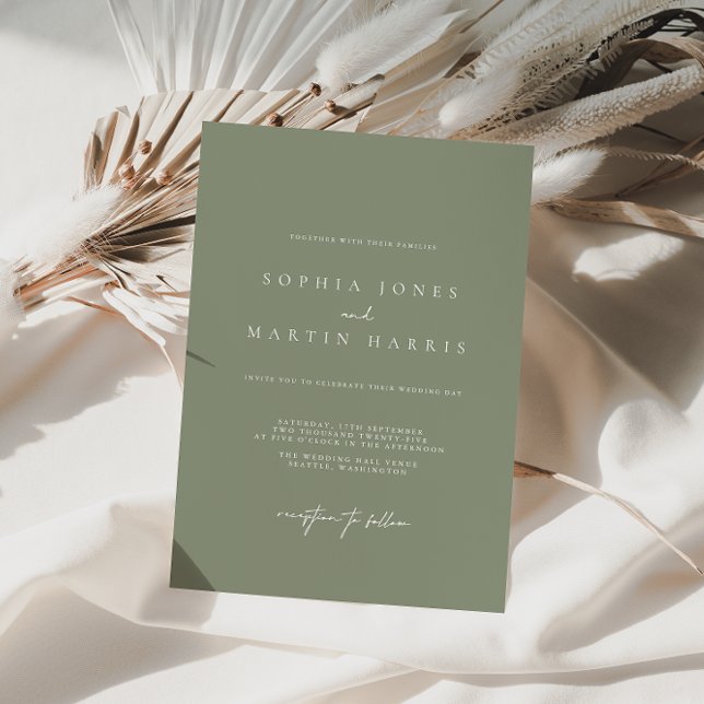 Elegant Sage Green Minimalist Wedding Invitation (Creator Uploaded)