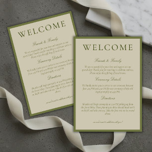 Elegant Sage Green Minimalist Wedding Welcome Program