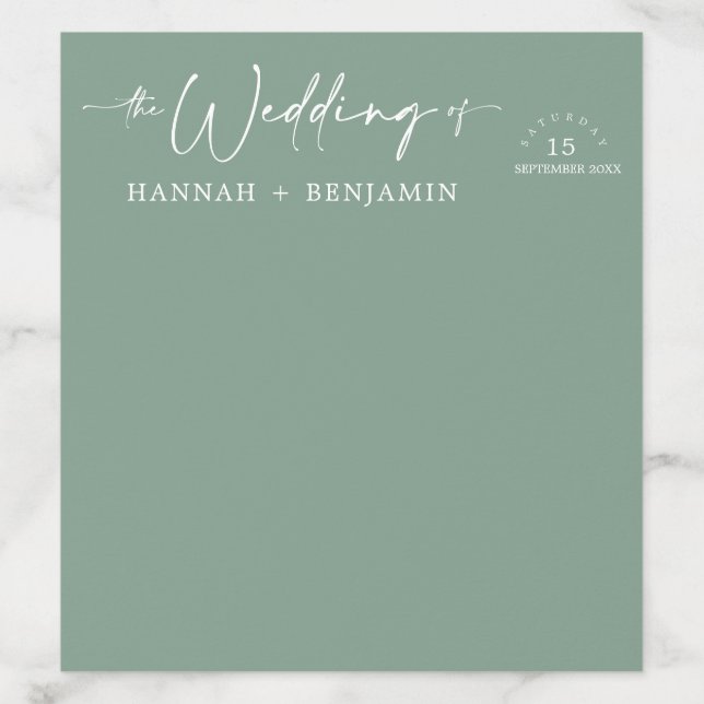 Elegant Sage Green Modern Minimal Wedding Arch Envelope Liner (Design)